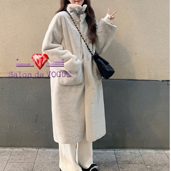 フェイクファーコート ロング ハイネック もこもこ あったか