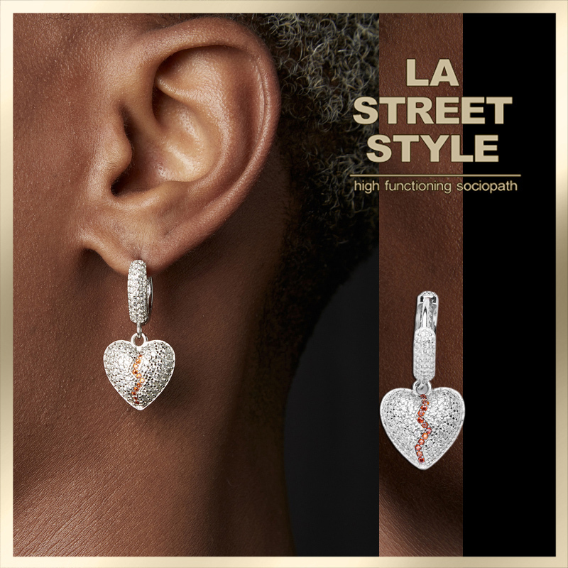 ピアス Luxury Street Wear ICE Heart Br Earrings jewelry unisexual