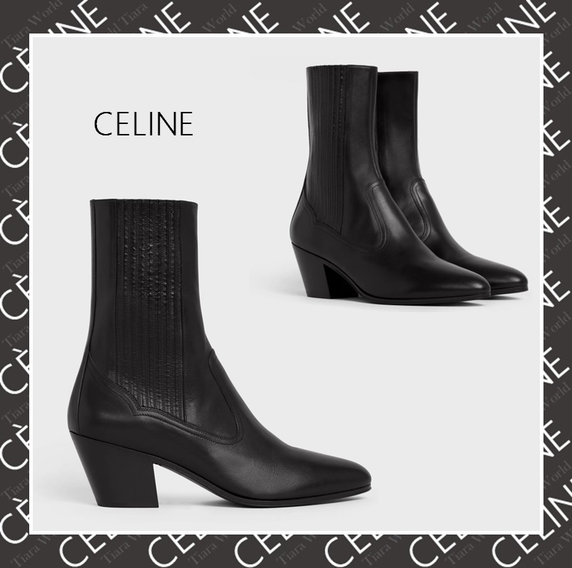 人気ブラック□CELINE キューバン チェルシー ミディアム ブーツ-