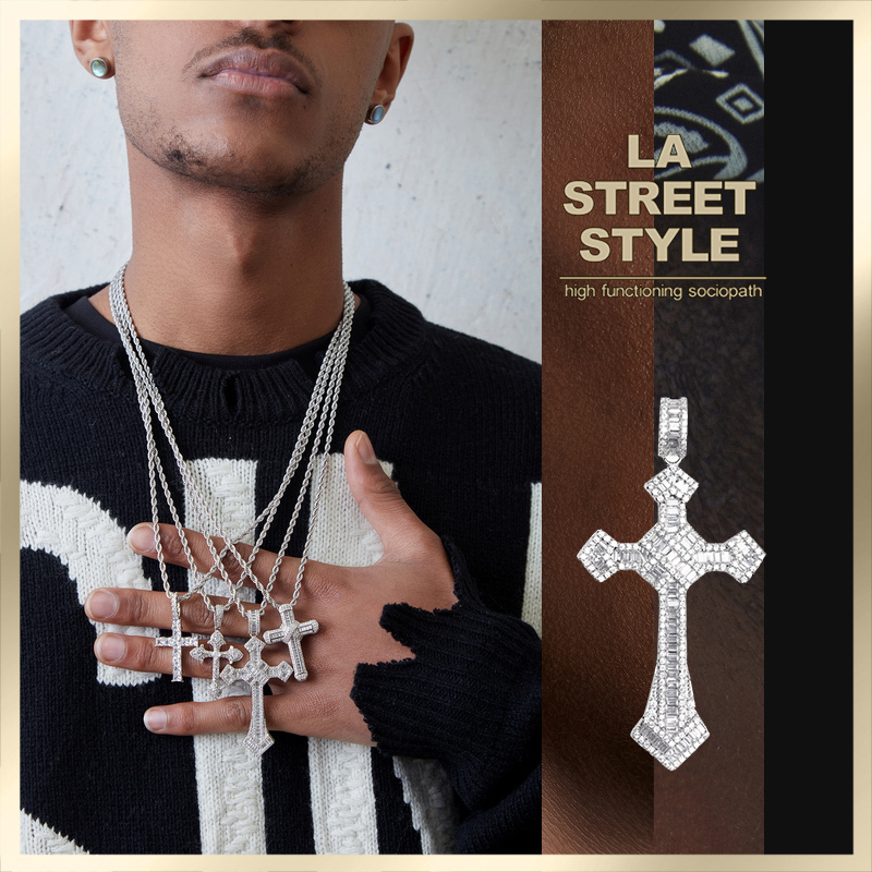 ネックレス・チョーカー Luxury Street Wear ICE Cross Necklace unisexual