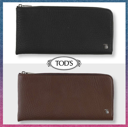 TOD'S Long Wallets Plain Leather Long Wallet  Logo Long Wallets