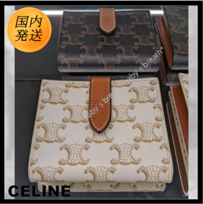 ギフト♪【国内発送★CELINE】トリオンフ ストラップウォレット