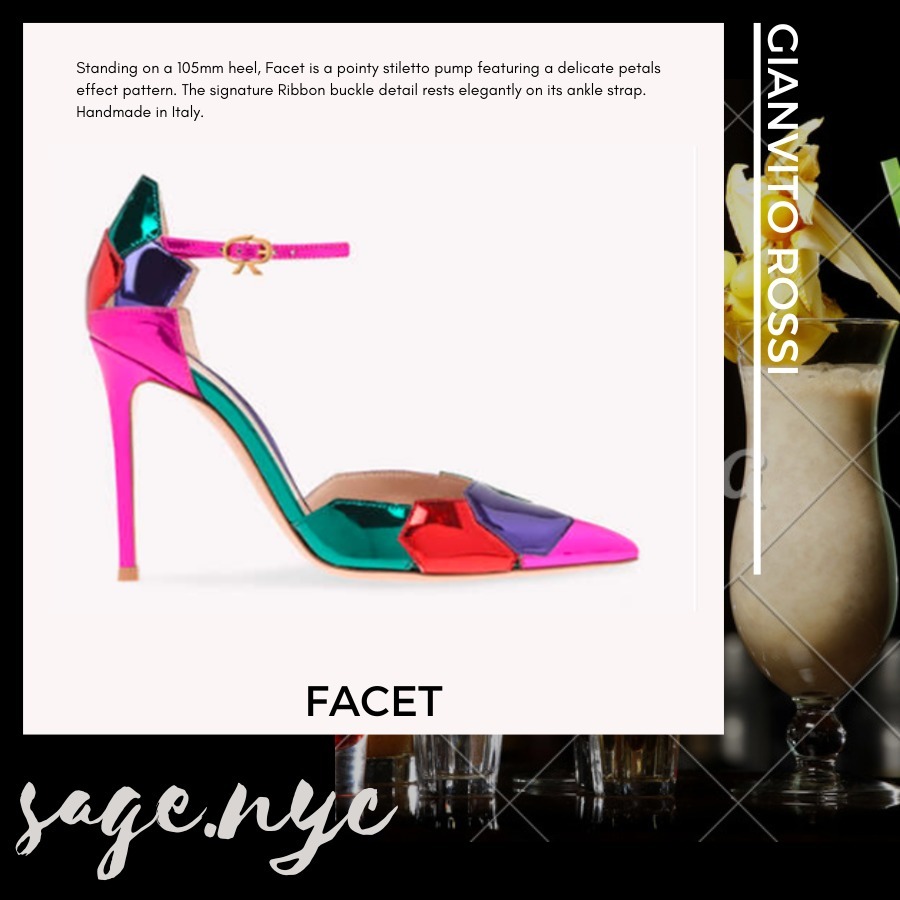 Gianvito Rossi パンプス 《FACET》カーフ ビビッド リボン