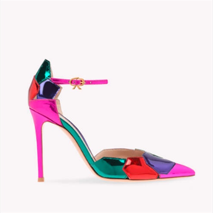 Gianvito Rossi パンプス 《FACET》カーフ ビビッド リボン