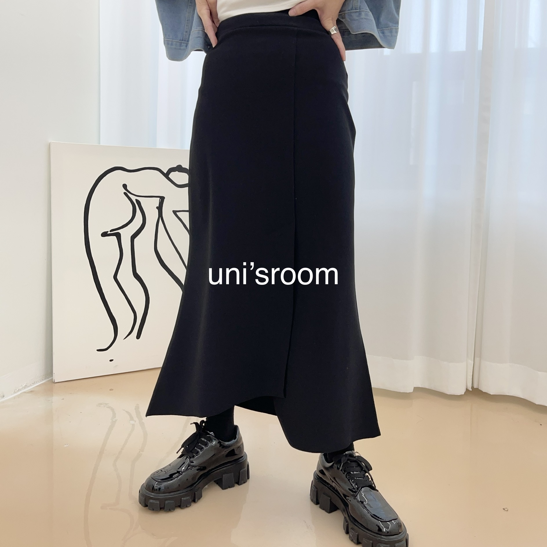 uni's room■2color ストレッチマーメイドスカート SK-AW23-08
