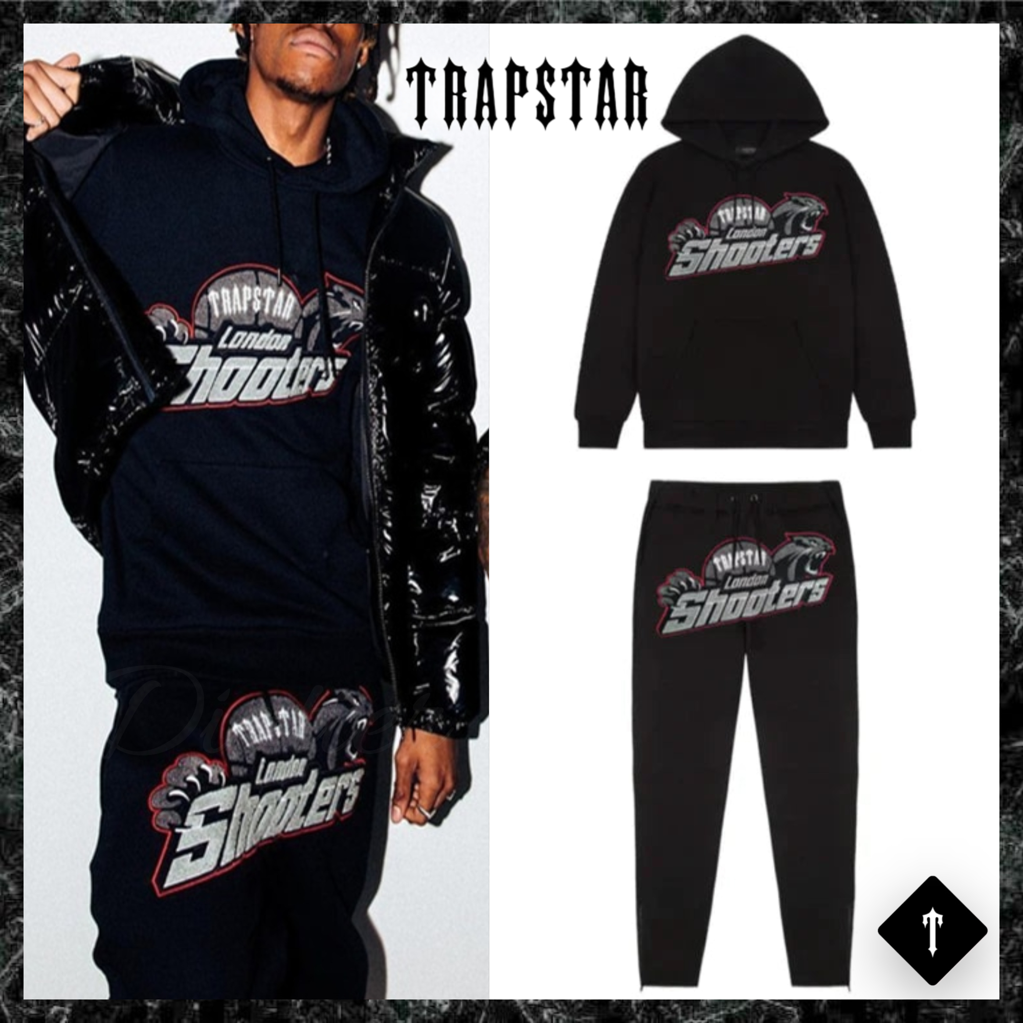 日本最級 Trapstar London◇シューターズ フード トラックスーツ 黒 赤