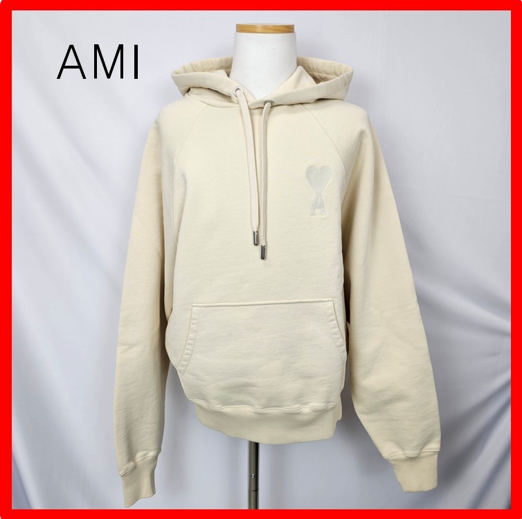 人気★【AMI PARIS】★de Coeur Tone-On-Tone Hoodi.e Off White