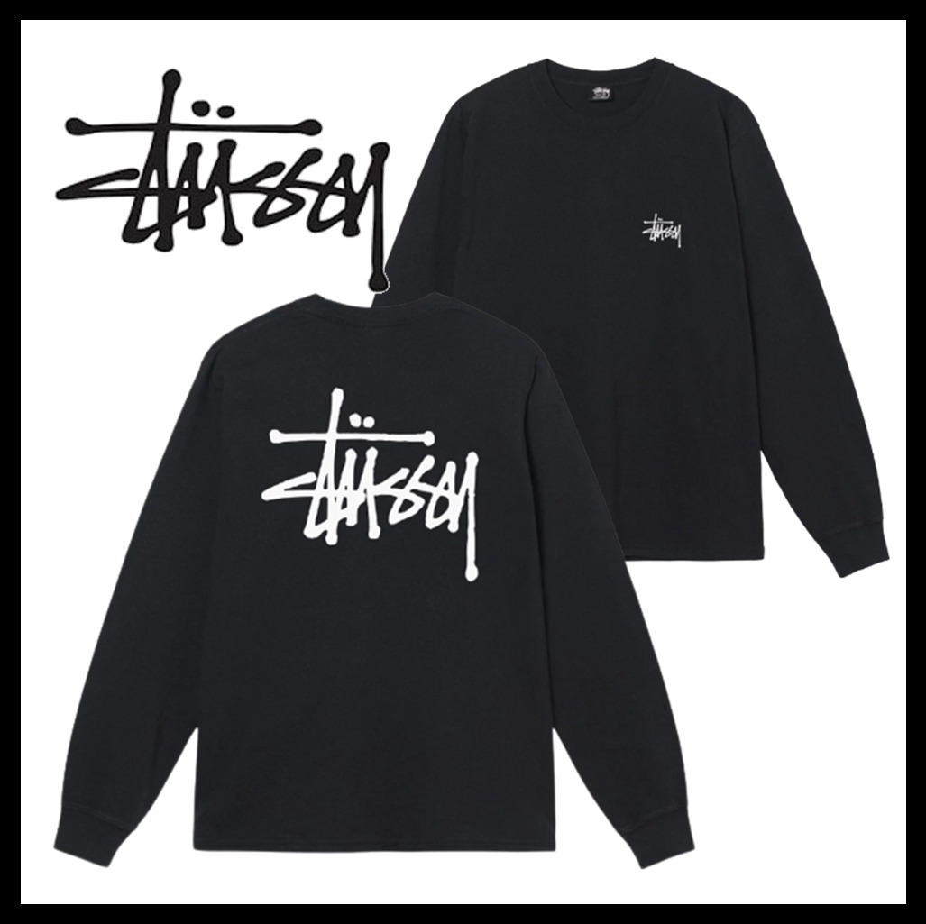 ★関税込★Stussy★Basic Stussy Pigment Dyed LS T-Shirt Black