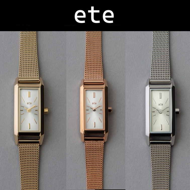 ete 腕時計 ウォッチ レクタングルフェイス メッシュベルト 国内