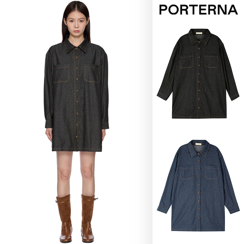 【PORTERNA】Bronze Denim Short One Piece