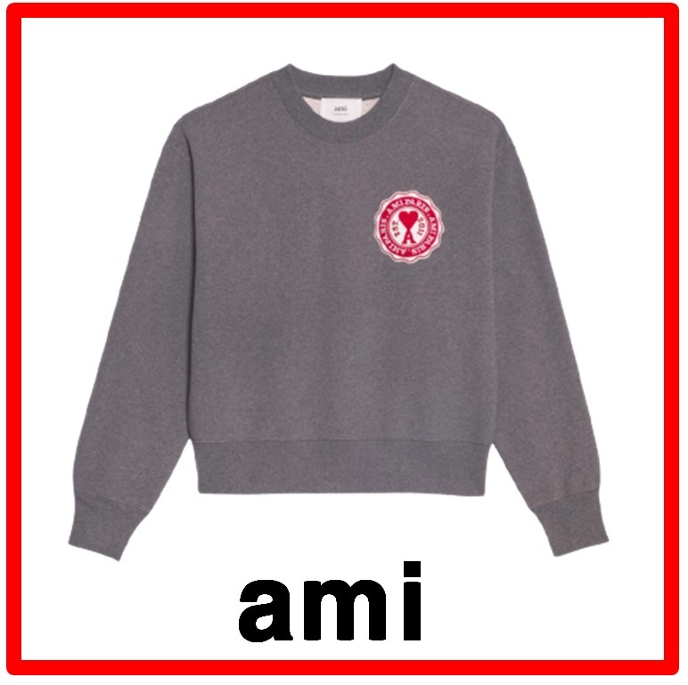 ★【AMI PARIS】★de Coeur Patch Sweatshir.t Heather Grey★