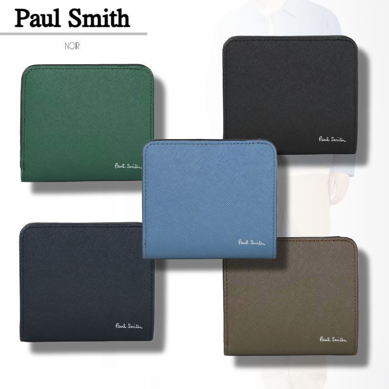 国内即発 【Paul Smith】ブライトストライププラー 2つ折り財布