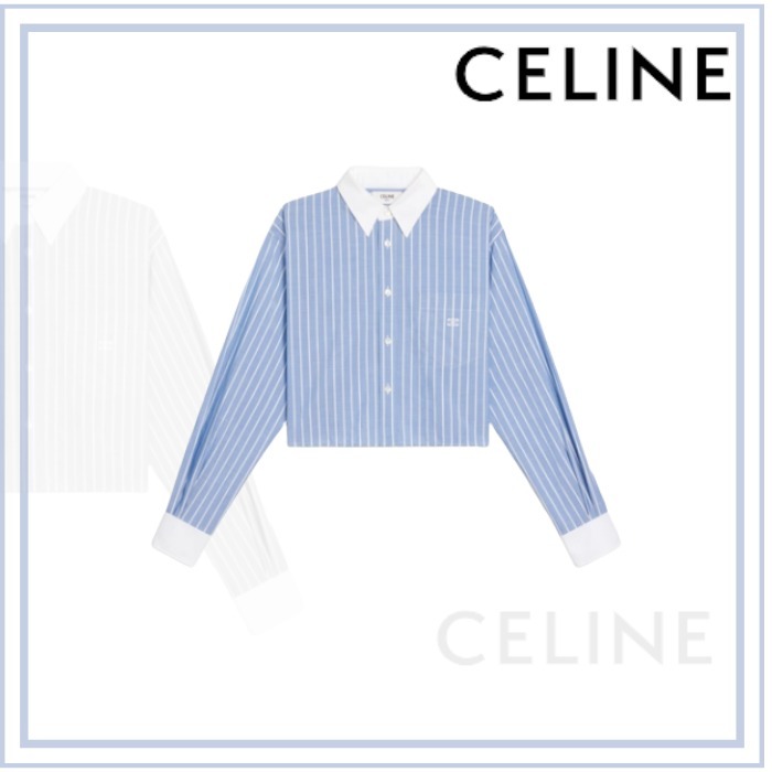 CELINE ストライプ コットン クロップドシャツ www.omniblonde.com