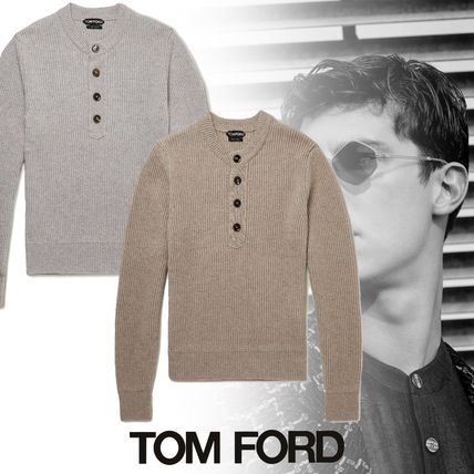 TOM FORD Sweaters Crew Neck Pullovers Cashmere Linen Street Style Long Sleeves