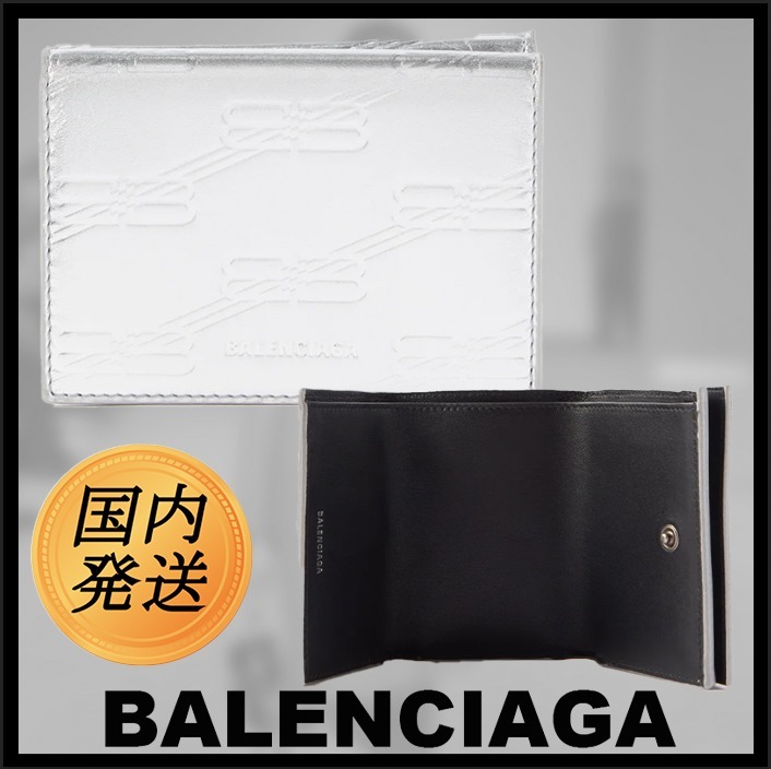 【国内発送★BALENCIAGA】BBメタリックバイフォールドウォレット