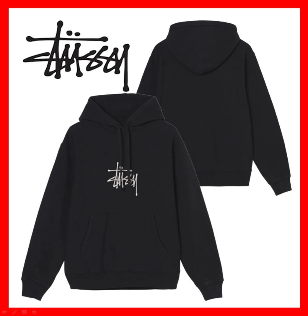 ★人気★【STUSSY】★Stussy Basic Embroidered Hoodi.e Black★