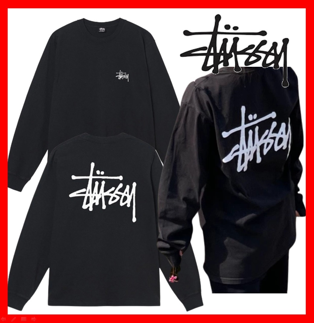 ★【STUSSY】★Basic Stussy Pigment Dyed LS T-Shir.t Black★