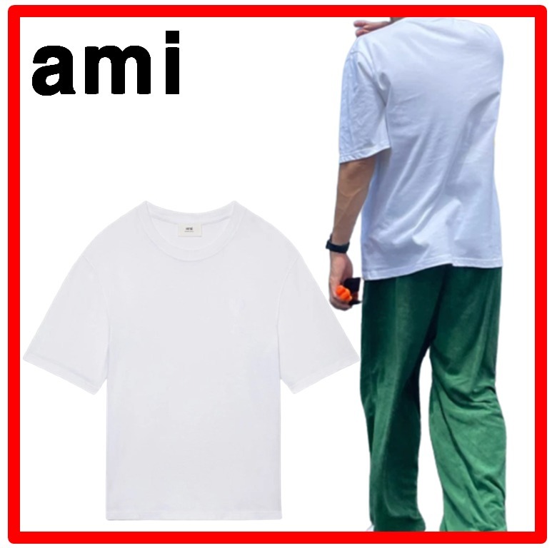 ★【AMI PARIS】★de Coeur Tone-On-Tone T-Shir.t White★