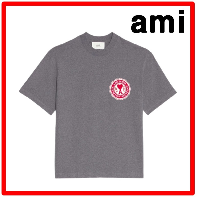 ★【AMI PARIS】★de Coeur Patch T-Shir.t Heather Grey★