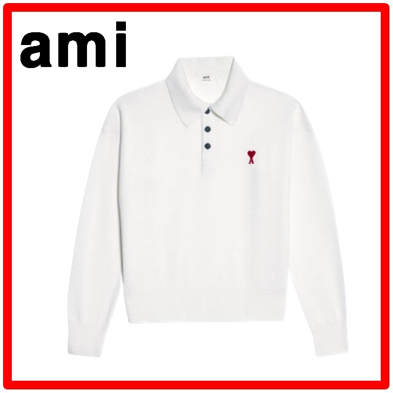 ★韓国の人気★【AMI PARIS】★de Coeur Wool Pol.o Off White★