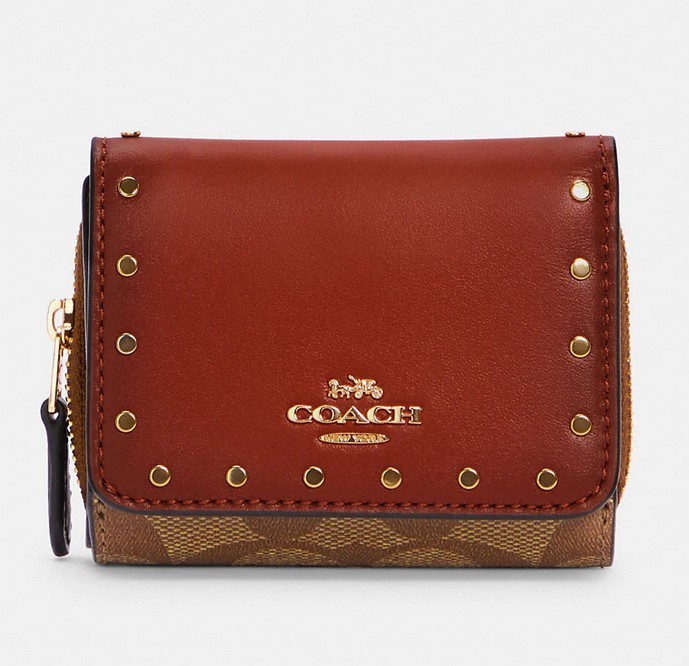 Coach シグネチャー スタッズ カラーブロック ３つ折り財布