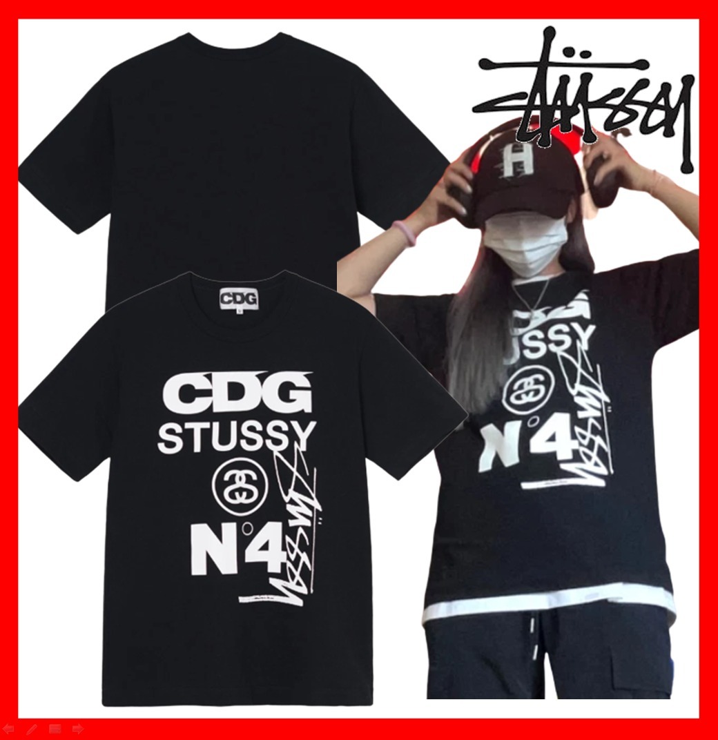★人気★【STUSSY】★CDG x Stussy T-Shir.t Black★Tシャツ★