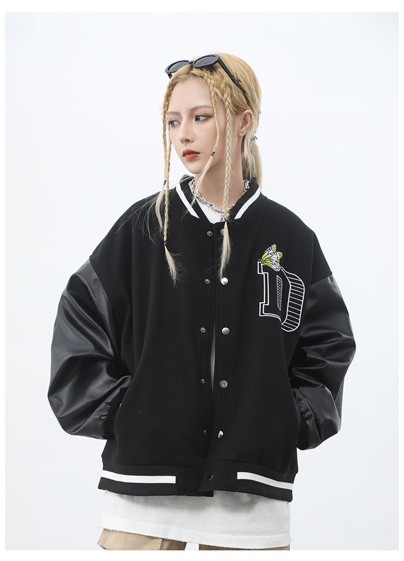 ユニセックス スタジャン ジャケット ストリート ロゴ 韓国 2色