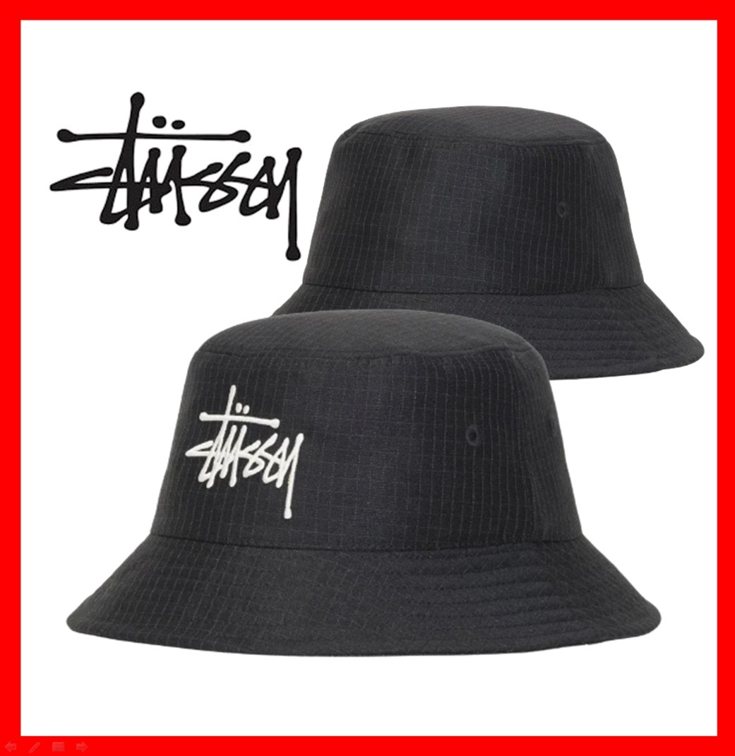 ★人気★【STUSSY】★Stussy Grid Basic Bucket Ha.t Black★