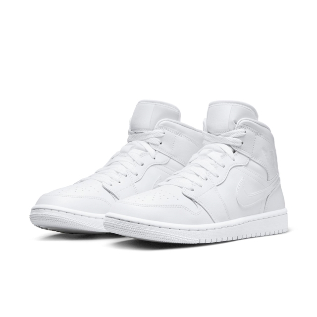 国内配送 NIKE WMNS AIR JORDAN 1 MID WHITE /WHITE-WHITE