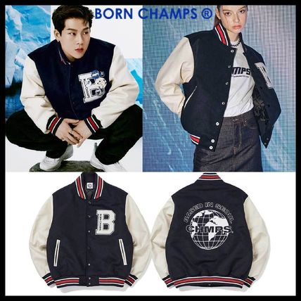 Born Champs Souvenir Unisex Wool Street Style Oversized Logo Souvenir Jackets