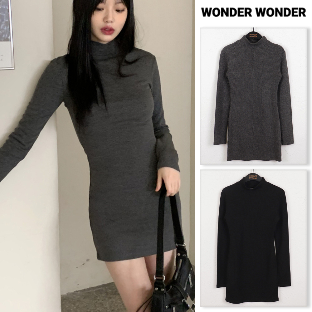 【WONDER WONDER】Newd Slit Half Polar Ribbed Mini One Piece
