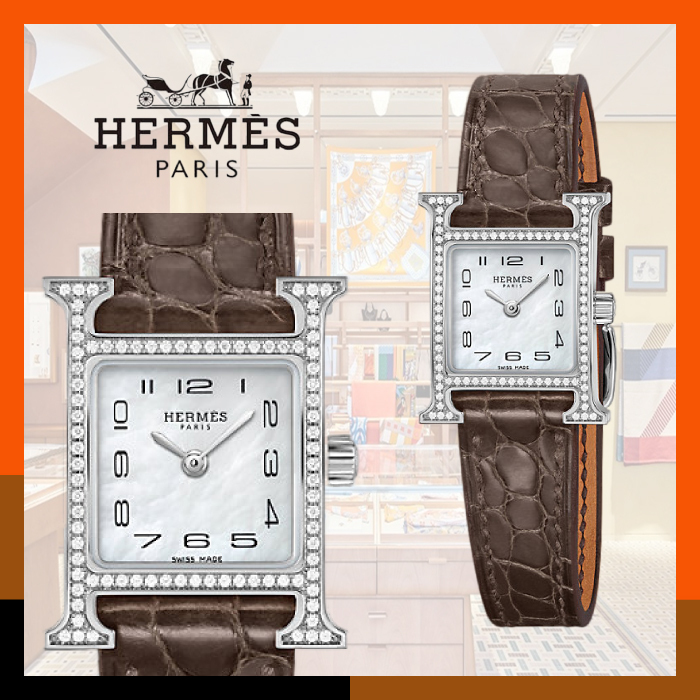 HERMES 上品 エレガント ダイヤモンド Hウォッチ 21 mm Heure H