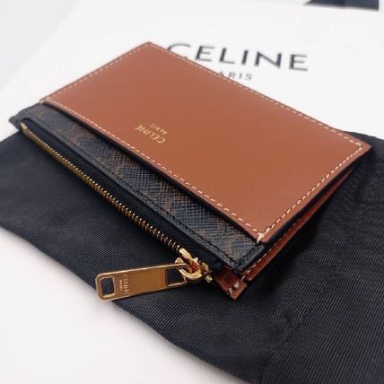 CELINE Card Holders Monogram Unisex Calfskin Canvas Lambskin Plain Long Wallet 