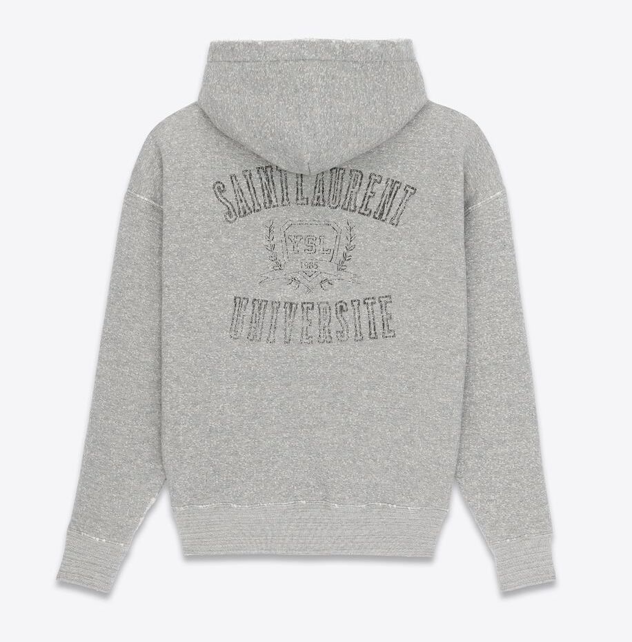 Saint Laurent《ロゴ パーカー》グレー コットン DHL発送 直営店
