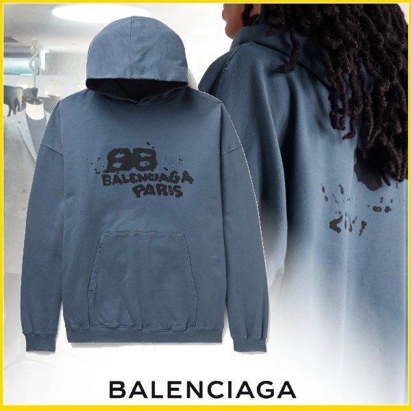 BALENCIAGA オーバーサイズ ロゴプリント コットン フーディ www