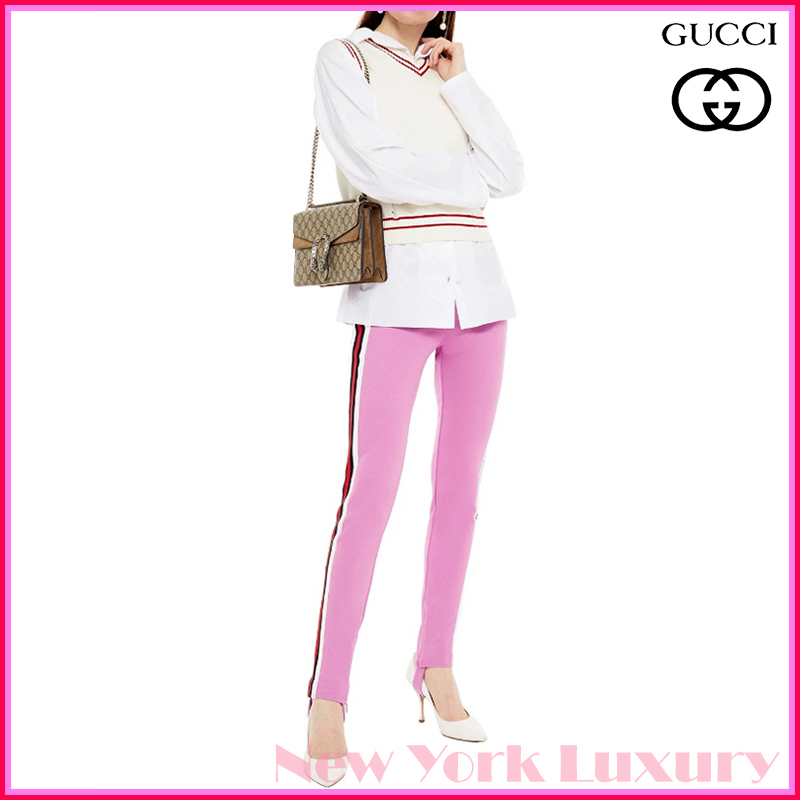 GUCCI★グッチ★素敵！Pink WEB STRIPE Skinny Legging PANTS