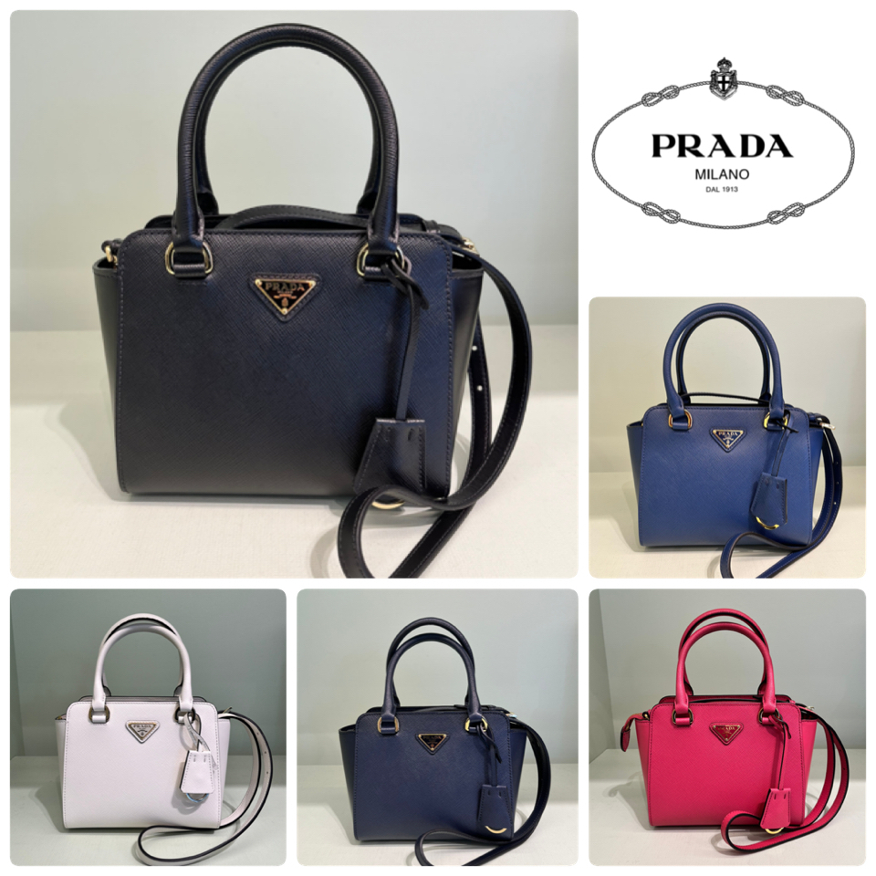 PRADA★セール！三角ロゴ付きレザーハンドバック♪1BA380
