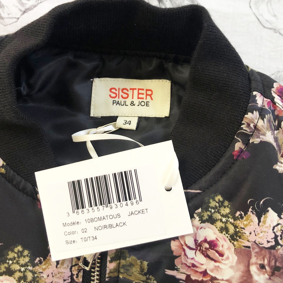 ☆ Paul & Joe Sister ☆ 花柄 猫ちゃん ボンバージャケット ☆ Paul & Joe Sister ☆ 花柄 猫ちゃん ボンバージャケット
