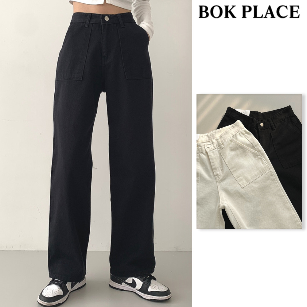 【BOK PLACE】Pocket Wide Cotton Pants