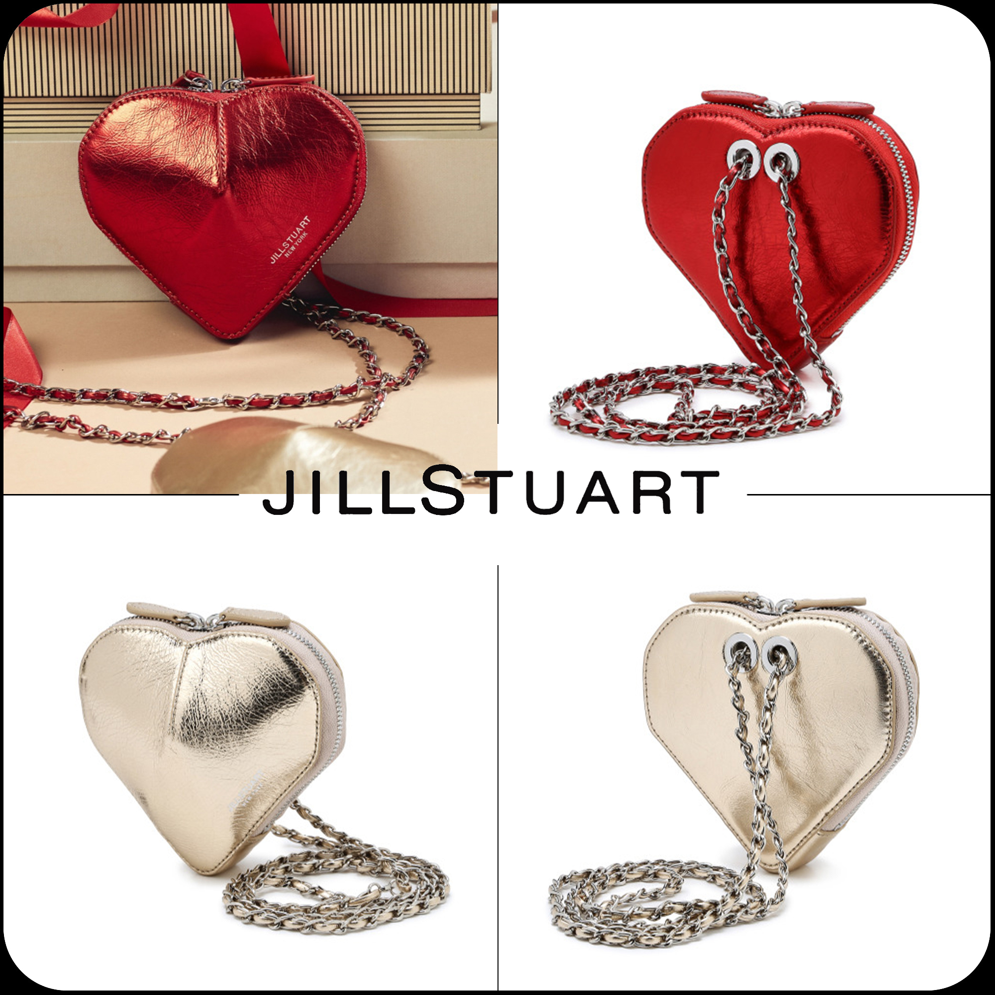 [JILLSTUART]★LOGO 配色 COWHIDE MINI CHAIN CROSS BAG