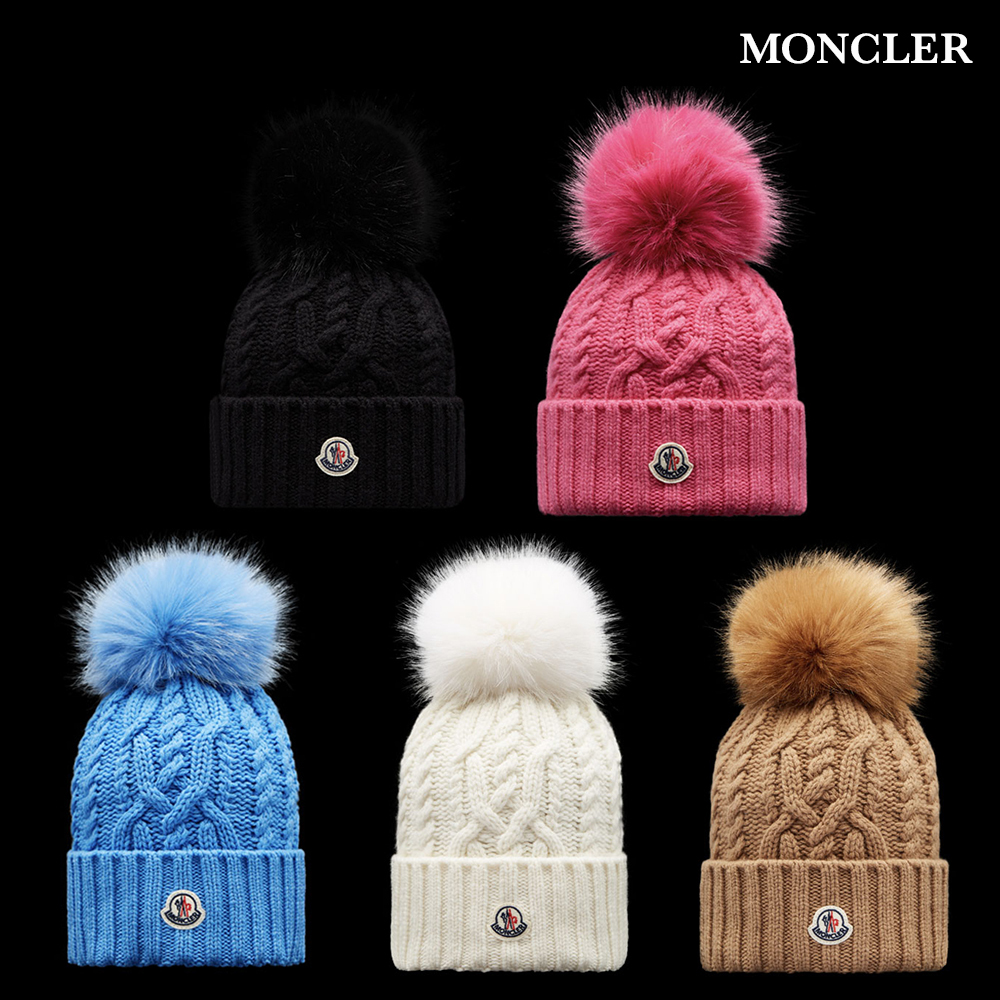 メール便可/取り寄せ モンクレール 新品 ピンク ニット帽 ビーニー