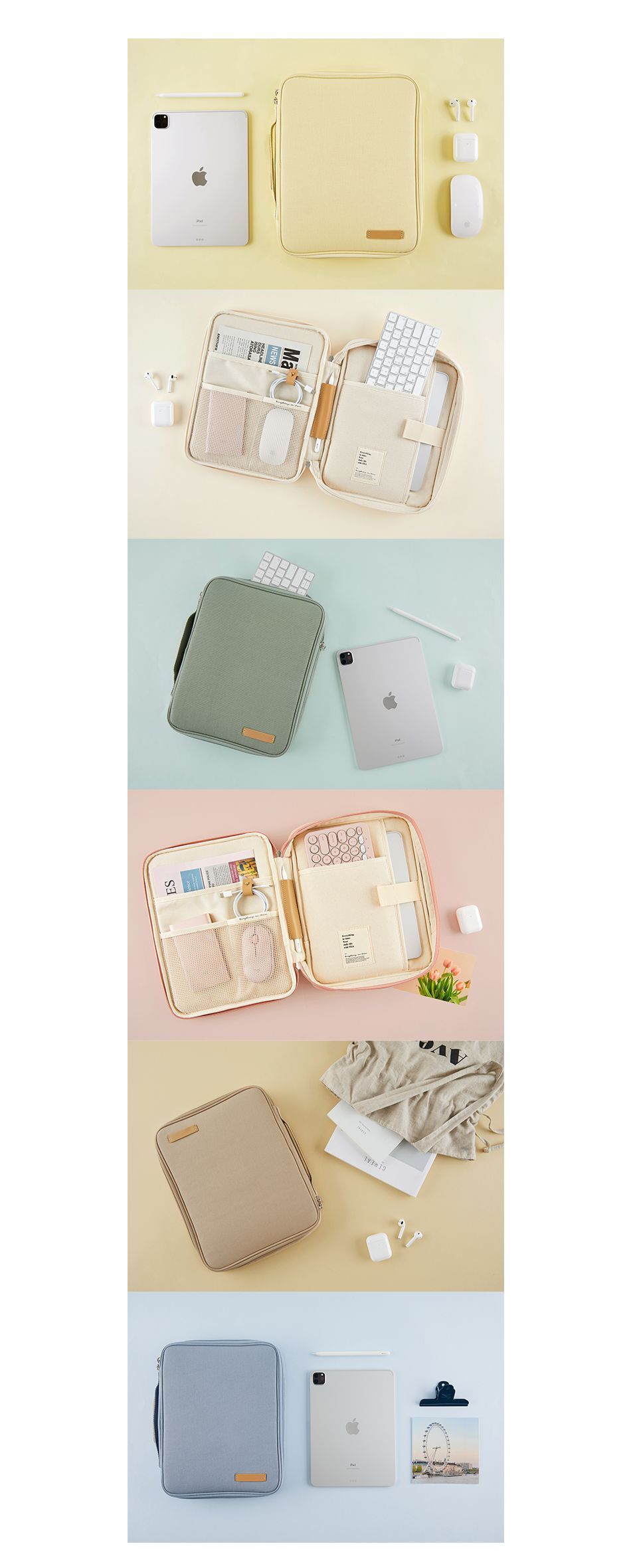 OLA★韓国★人気シリーズ★Ecru Leather iPad Pouch 11インチ OLA☆韓国☆人気シリーズ☆Ecru Leather iPad Pouch 11インチ