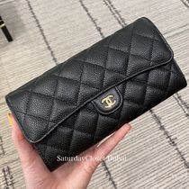 CHANEL Long Wallets Calfskin Plain Logo Long Wallets 4