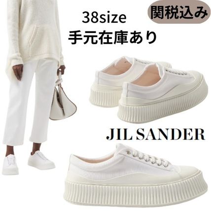 ☆送料関税込☆Jil Sander キャンバス レースアップ スニーカー 新品】 JIL SANDER / ジルサンダー | レザー プラットフォーム
