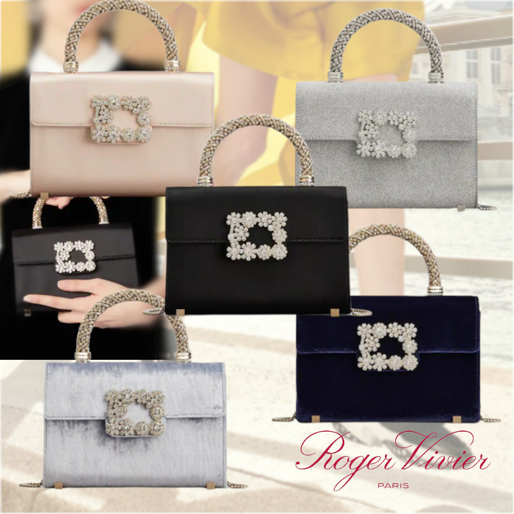 Roger Vivier】Flower Strass Jewel Buckleミニクラッチバッグ
