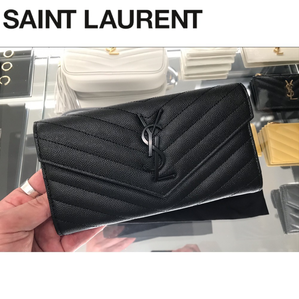 上品な 送料無料【Saint 長財布 Laurent】ラージフラップウォレット 小物