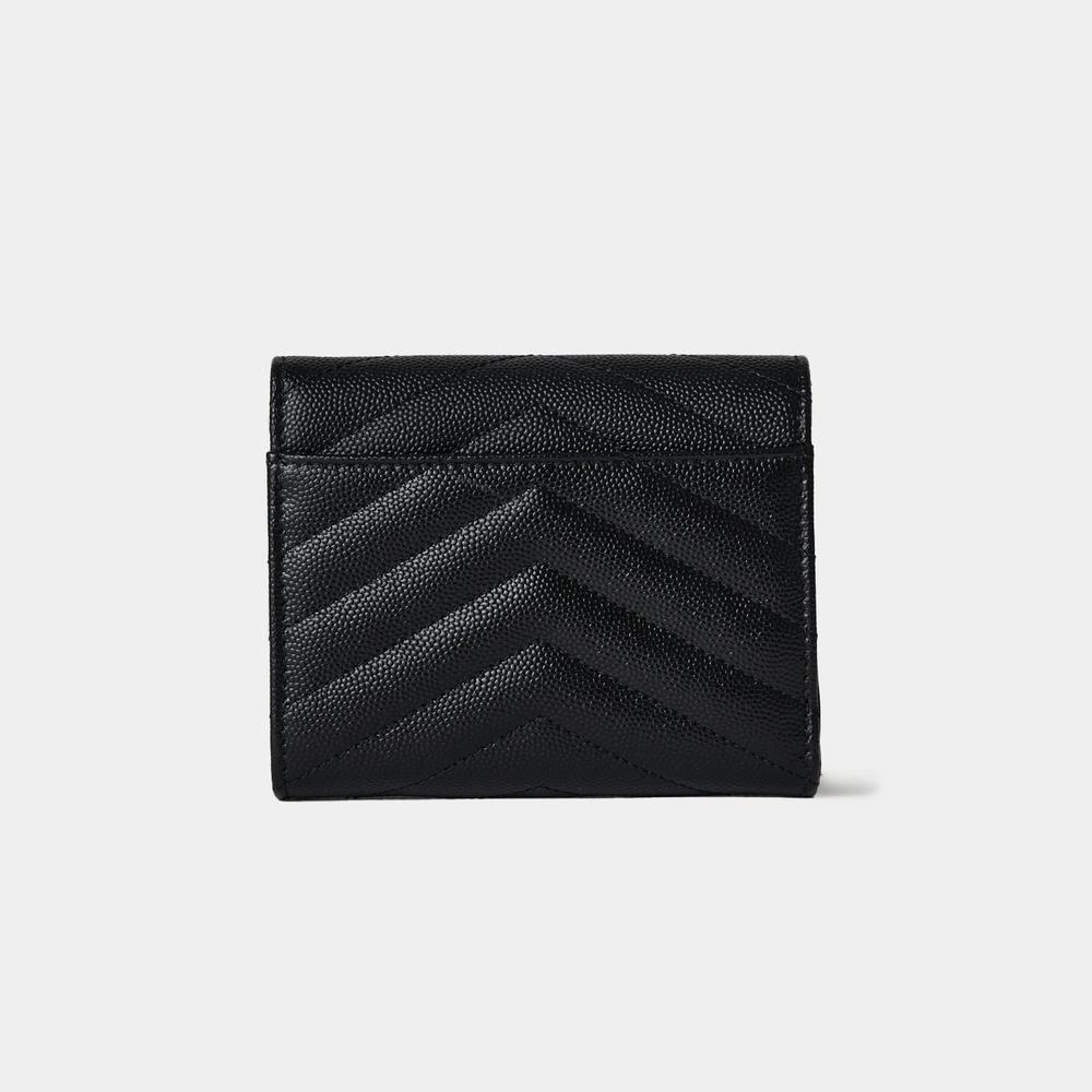 《SAINT LAURENT》 403943 BOW01 1000 Matlase Half Wallet