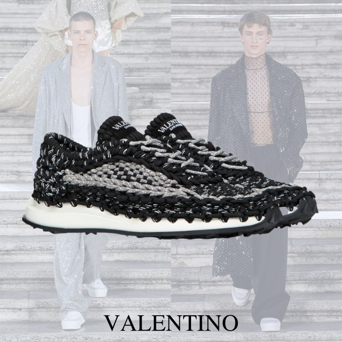 レア【VALENTINO】クロシェ ファブリック スニーカー 『独特な店