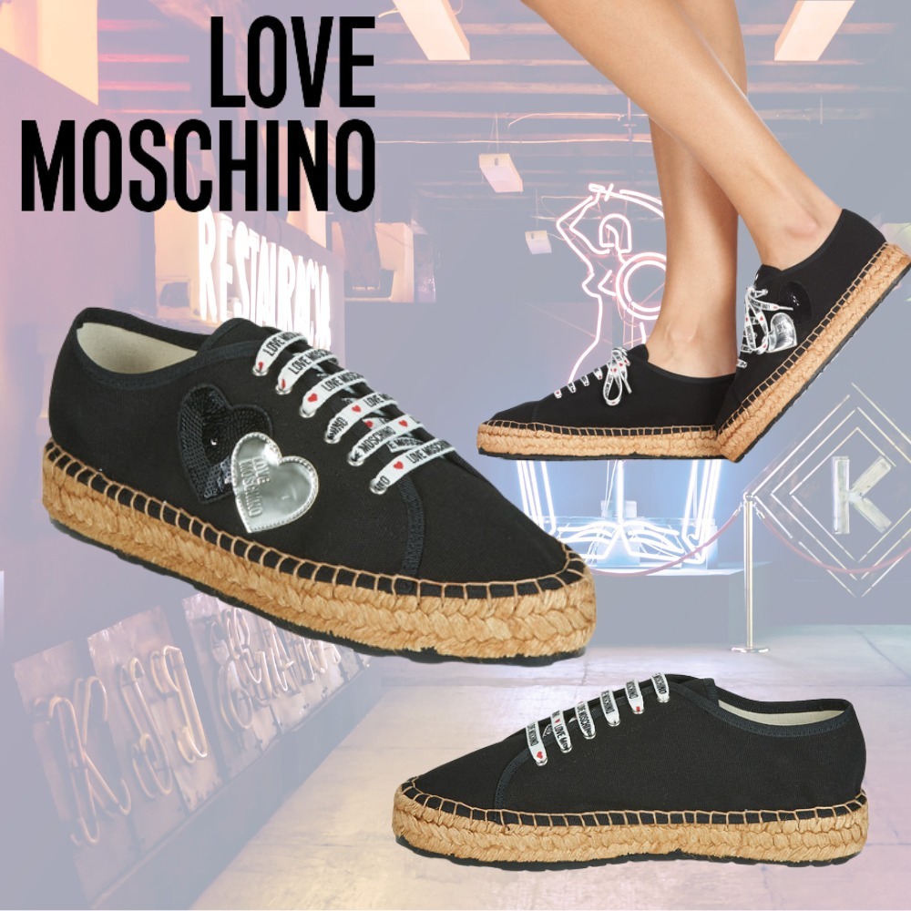 Love Moschino◆エスパドリーユ スニーカー ハートロゴ ブラック