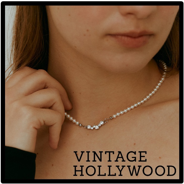 ☆関税込☆VINTAGE HOLLYWOOD★Stone Bar Pearl Necklace★